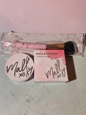 Mally XO Bulletproof Powder Blush and Mally Pink Blush Brush Set, NIB